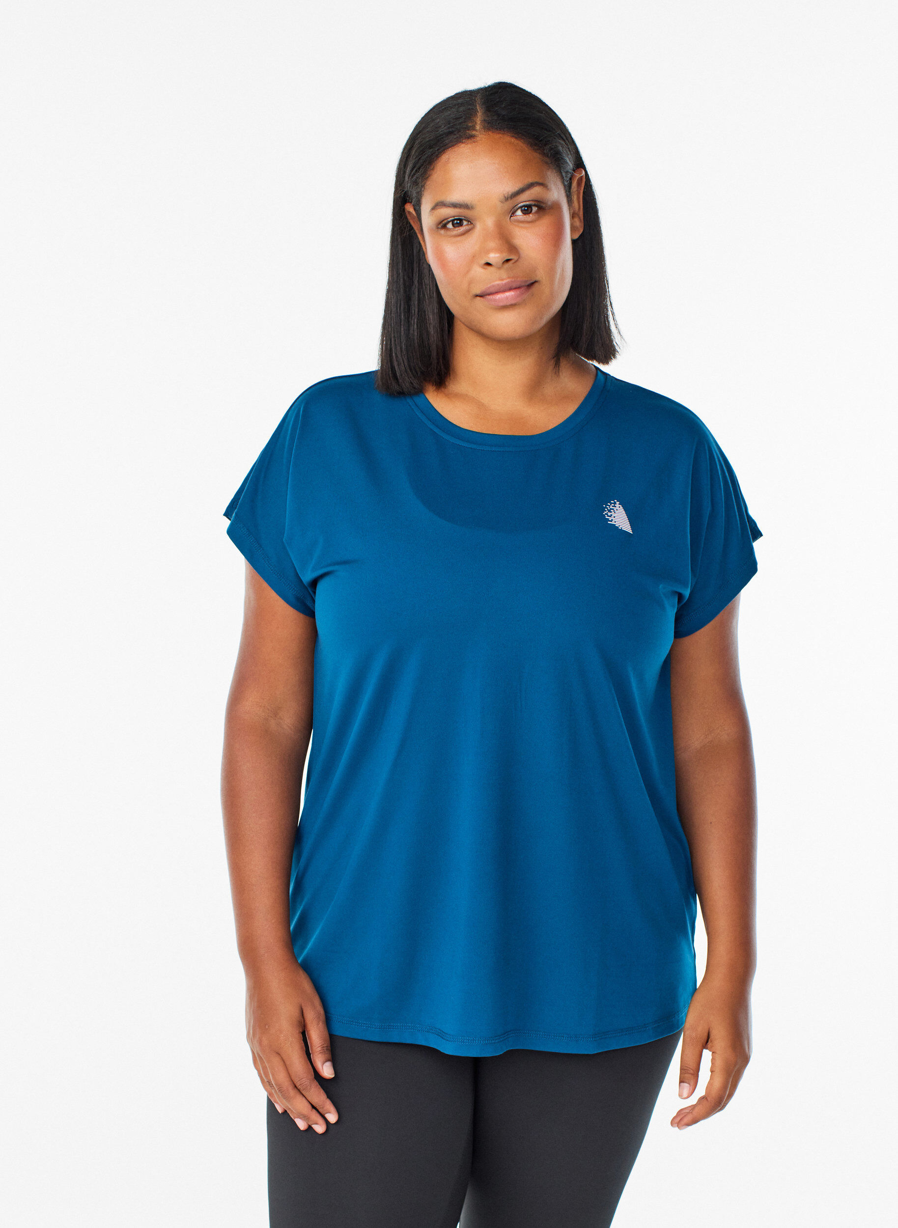 Solid-coloured training T-shirt, Blue, Model