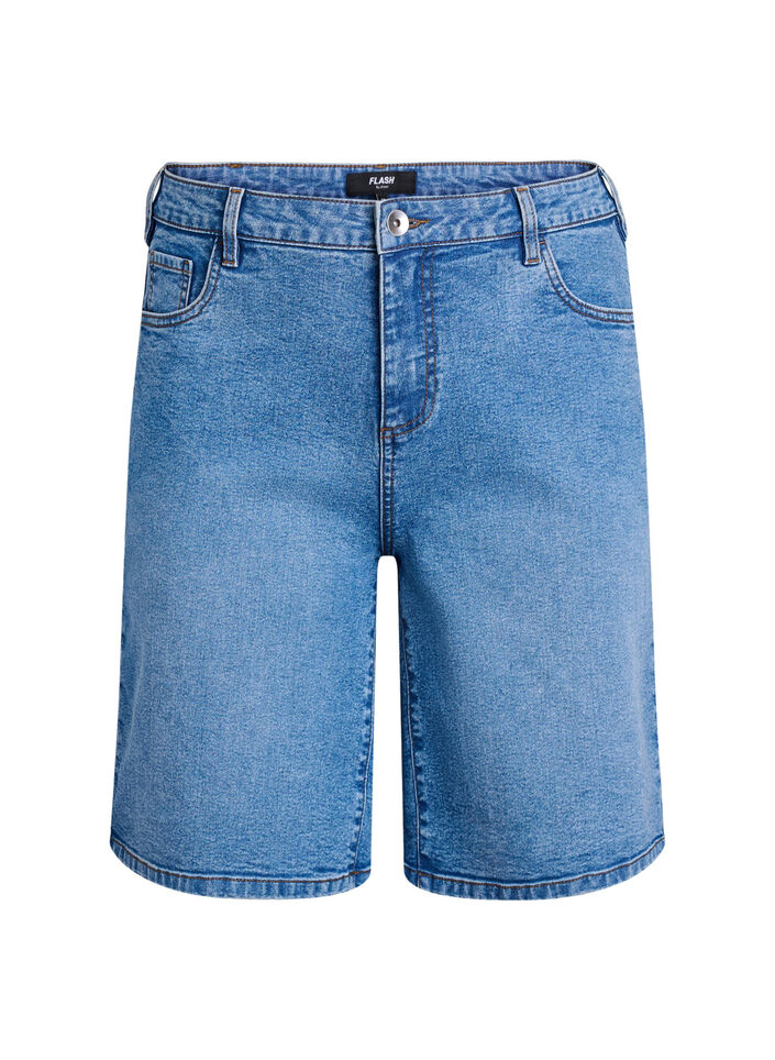 Loose high-waisted denim shorts, Light Blue, Packshot image number 0