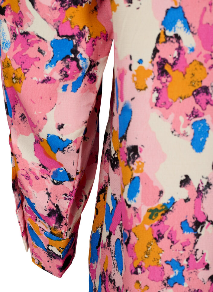 Long printed shirt in viscose, Rosebloom GraphicAOP, Packshot image number 3