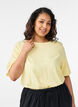 Short-sleeved woven blouse with round neck, Yellow, Model image number 0