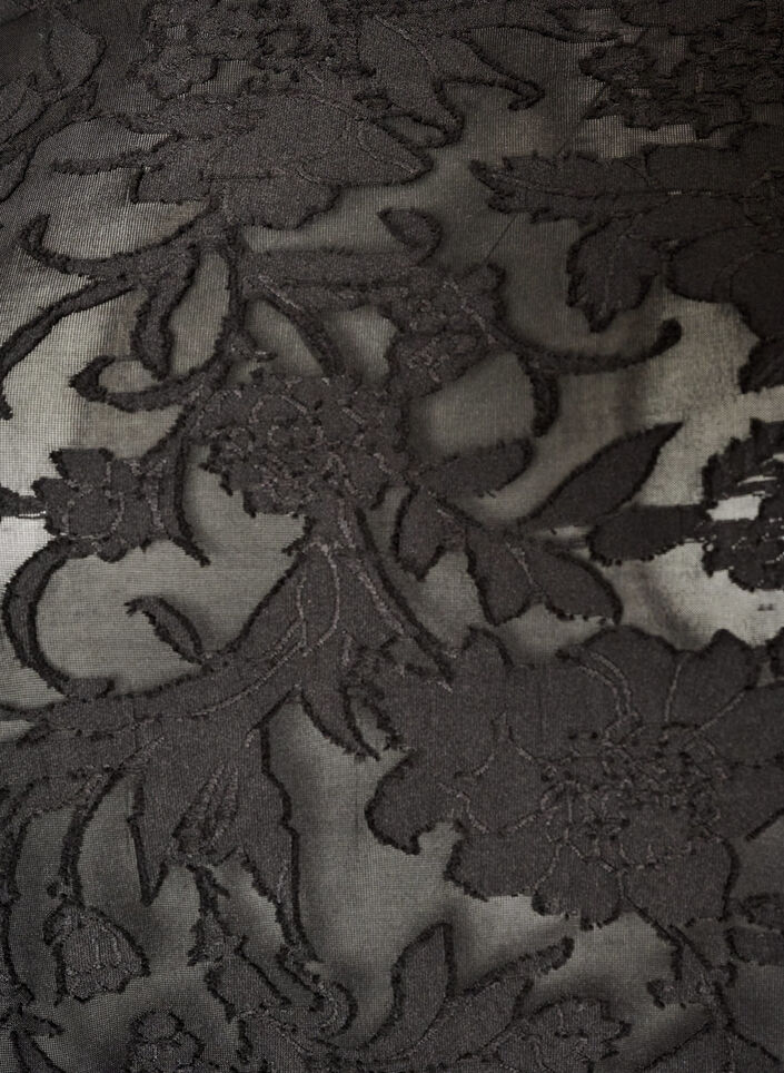 Sheer blouse with floral texture and long sleeves, Black, Packshot image number 2