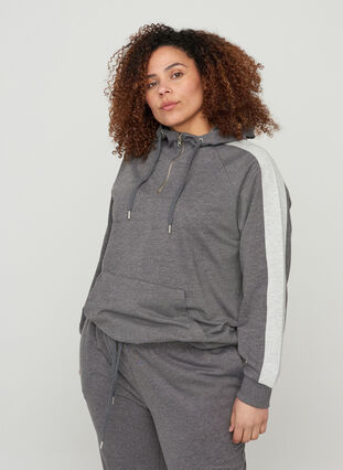 Sweatshirt with a hood and pocket, Dark Grey Melange, Model image number 0