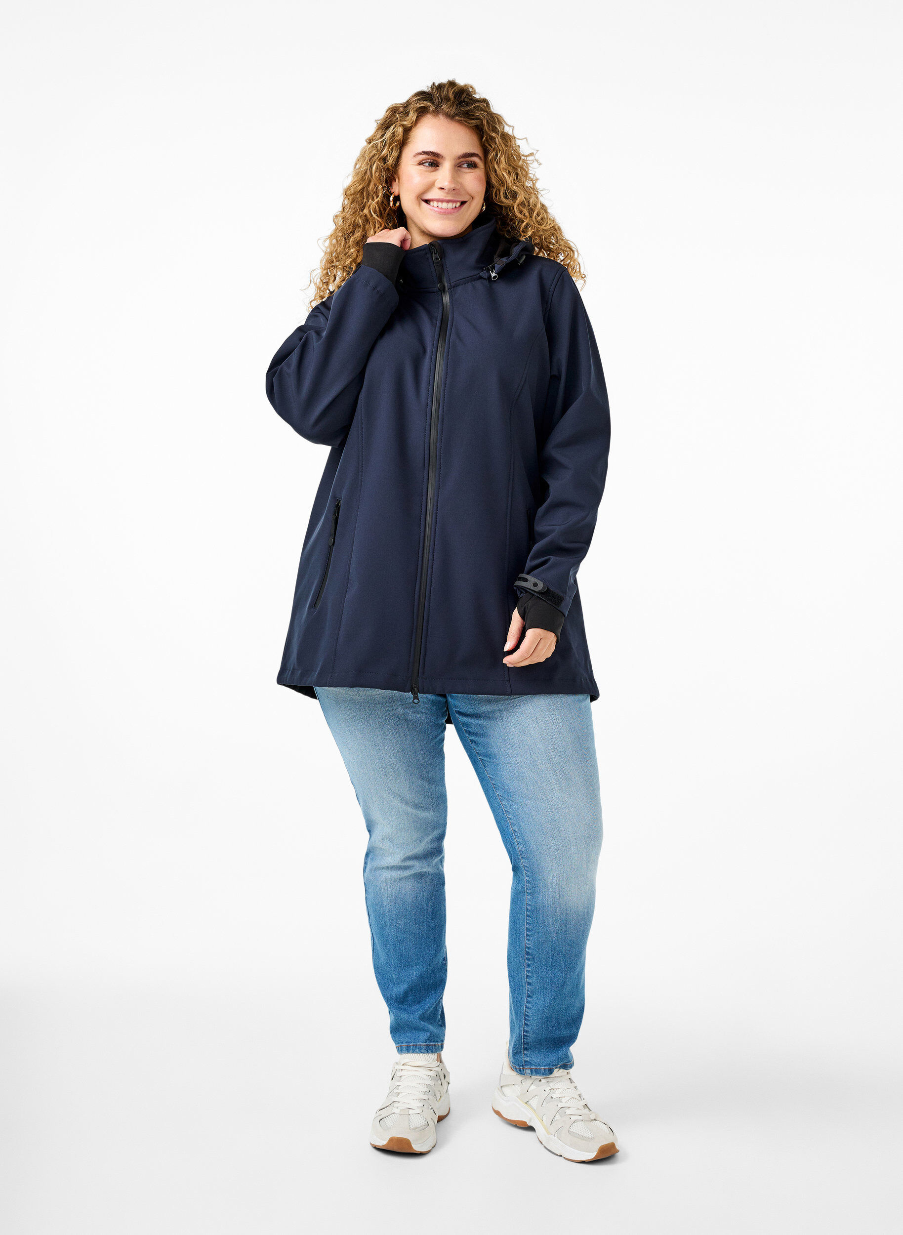 ZizzifashionShort softshell jacket with detachable hood, Blue, Model image number 1