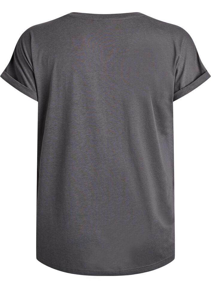 Short-sleeved cotton blend t-shirt, Dark Grey, Packshot image number 1