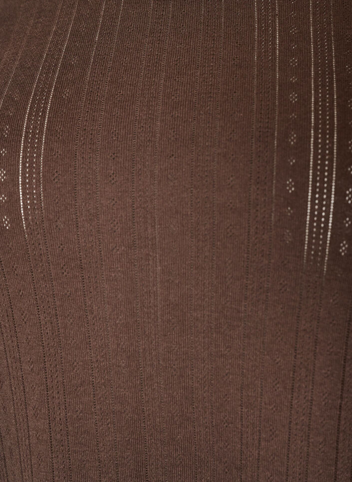 Organic cotton pyjama top with eyelet embroidery, Brown, Packshot image number 2