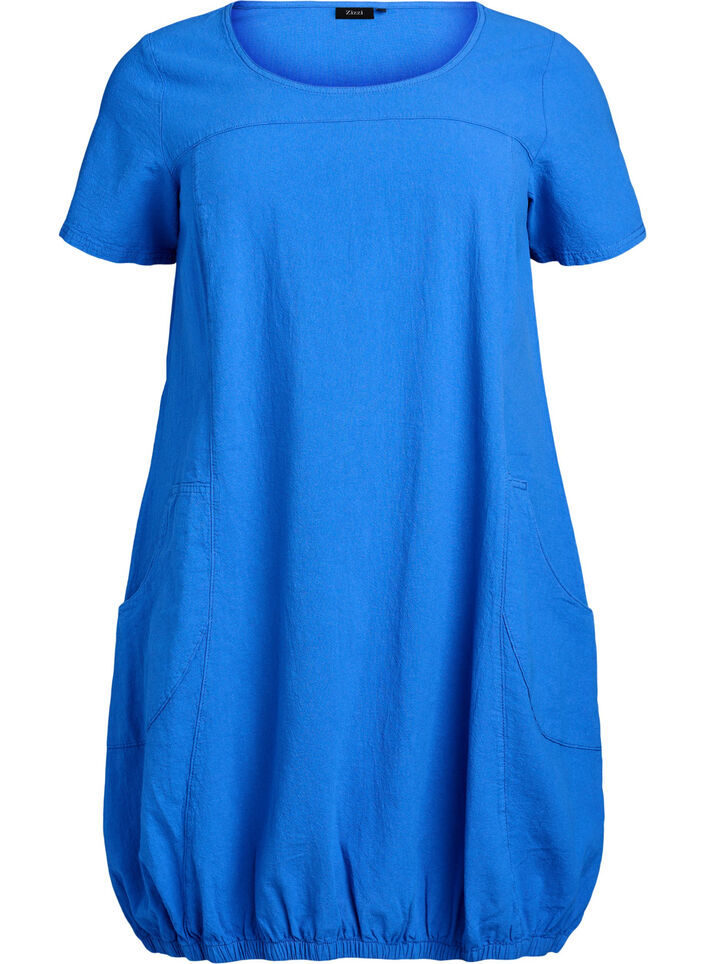 Short sleeve cotton dress, Blue, Packshot image number 0