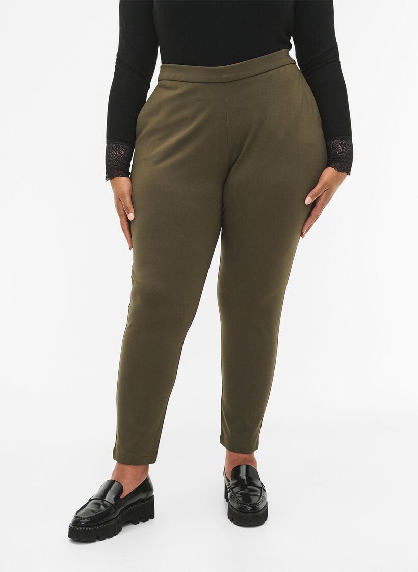 Cropped trousers with pockets, Green, Model image number 2