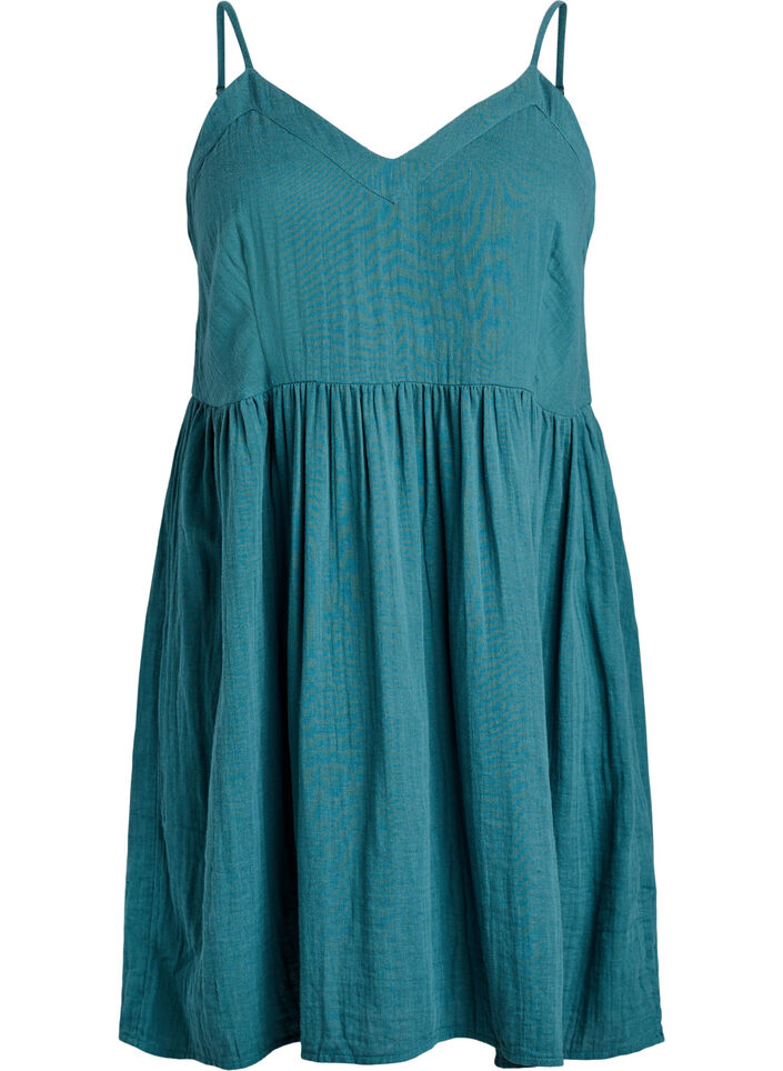 Cotton beach dress with narrow straps, Green, Packshot image number 0