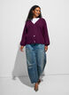 Cardigan with V-neck and ribbed texture, Purple, Model image number 1