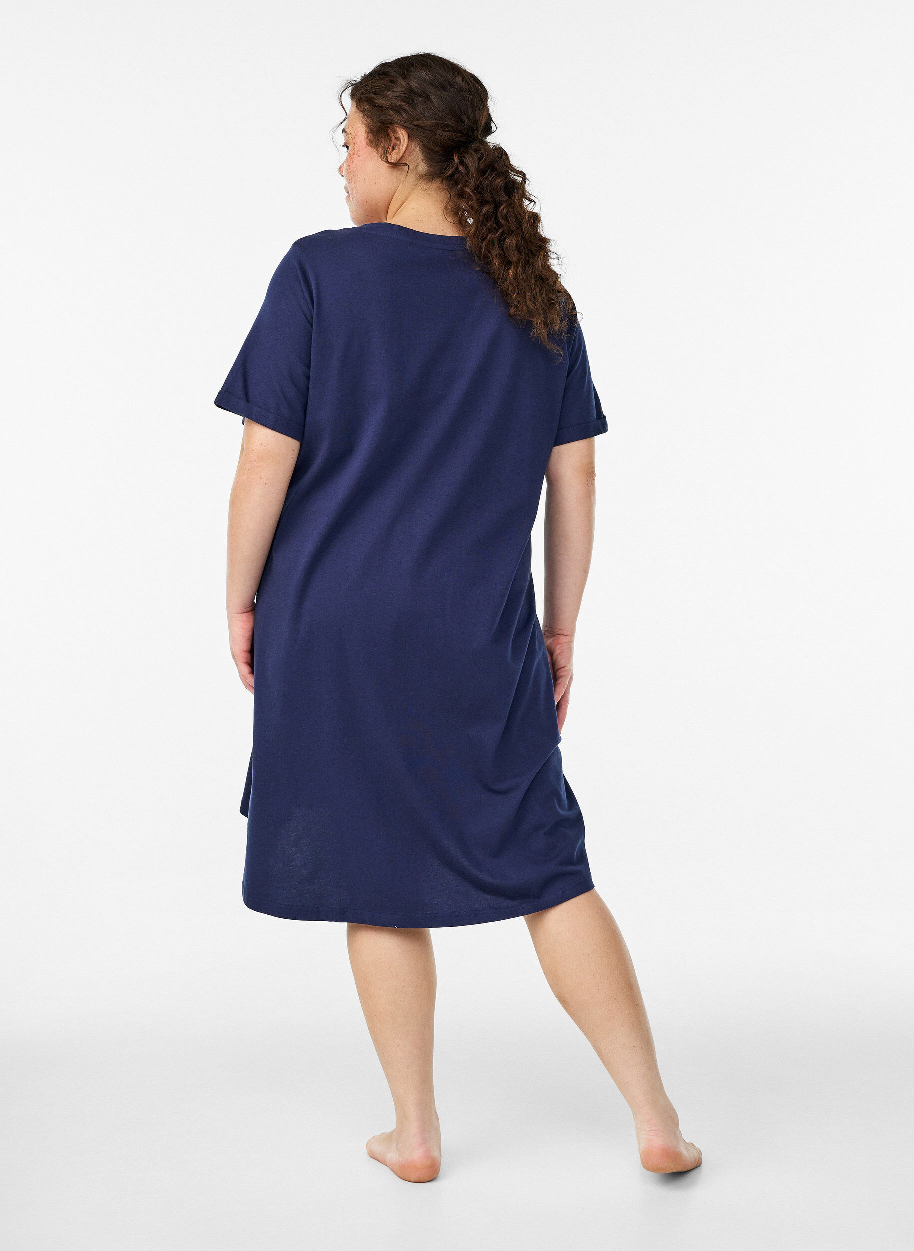 Zizzifashion Short-sleeved nightgown in organic cotton, Blue, Model image number 1