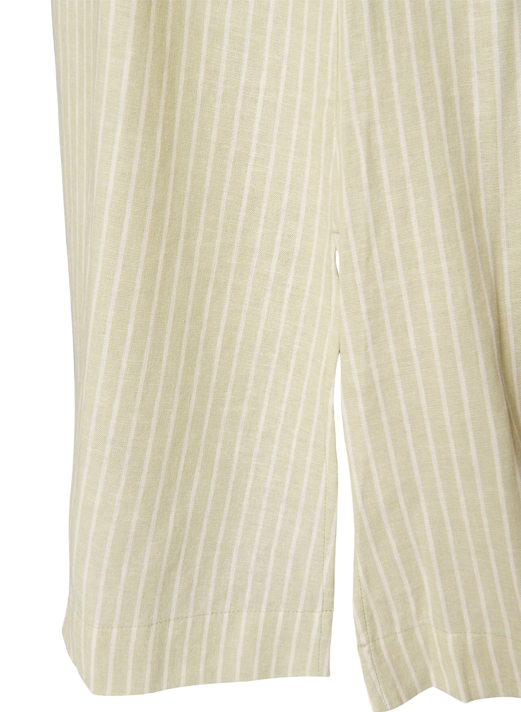 Zizzifashion Sleeveless striped midi dress in linen and viscose, Green, Packshot image number 4