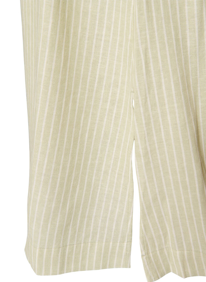 Sleeveless striped midi dress in linen and viscose, Green, Packshot image number 4