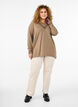 Blouse with embroidery details and long sleeves, Brown, Model image number 1