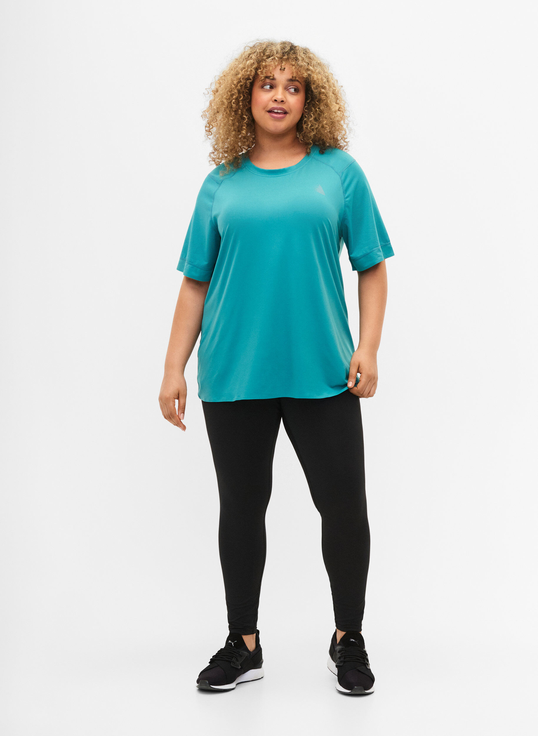 Zizzifashion Short-sleeved training t-shirt with round neck, Green-Blue Slate, Model image number 2