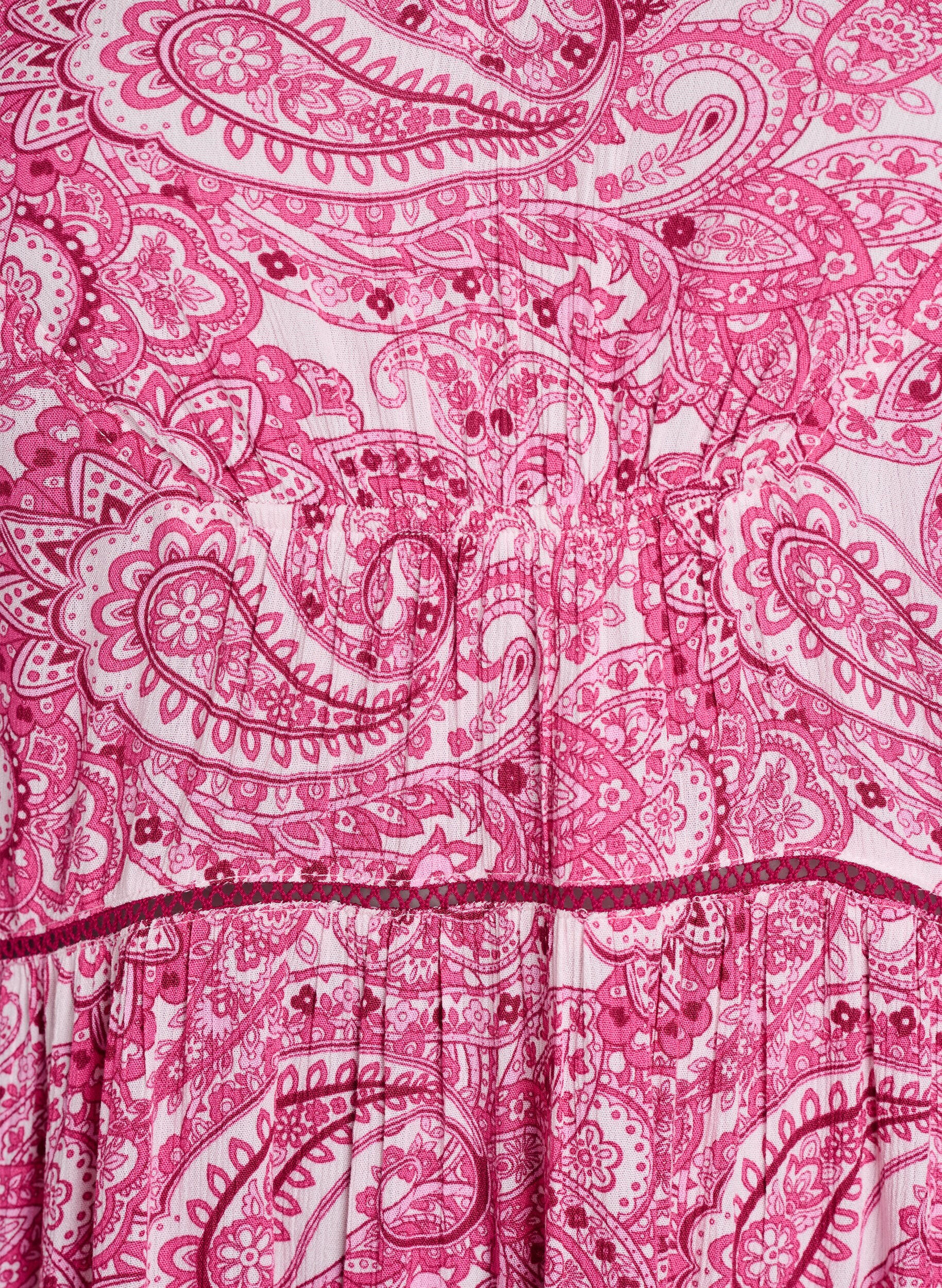 Zizzifashion Patterned viscose midi dress, Pink, Packshot image number 2
