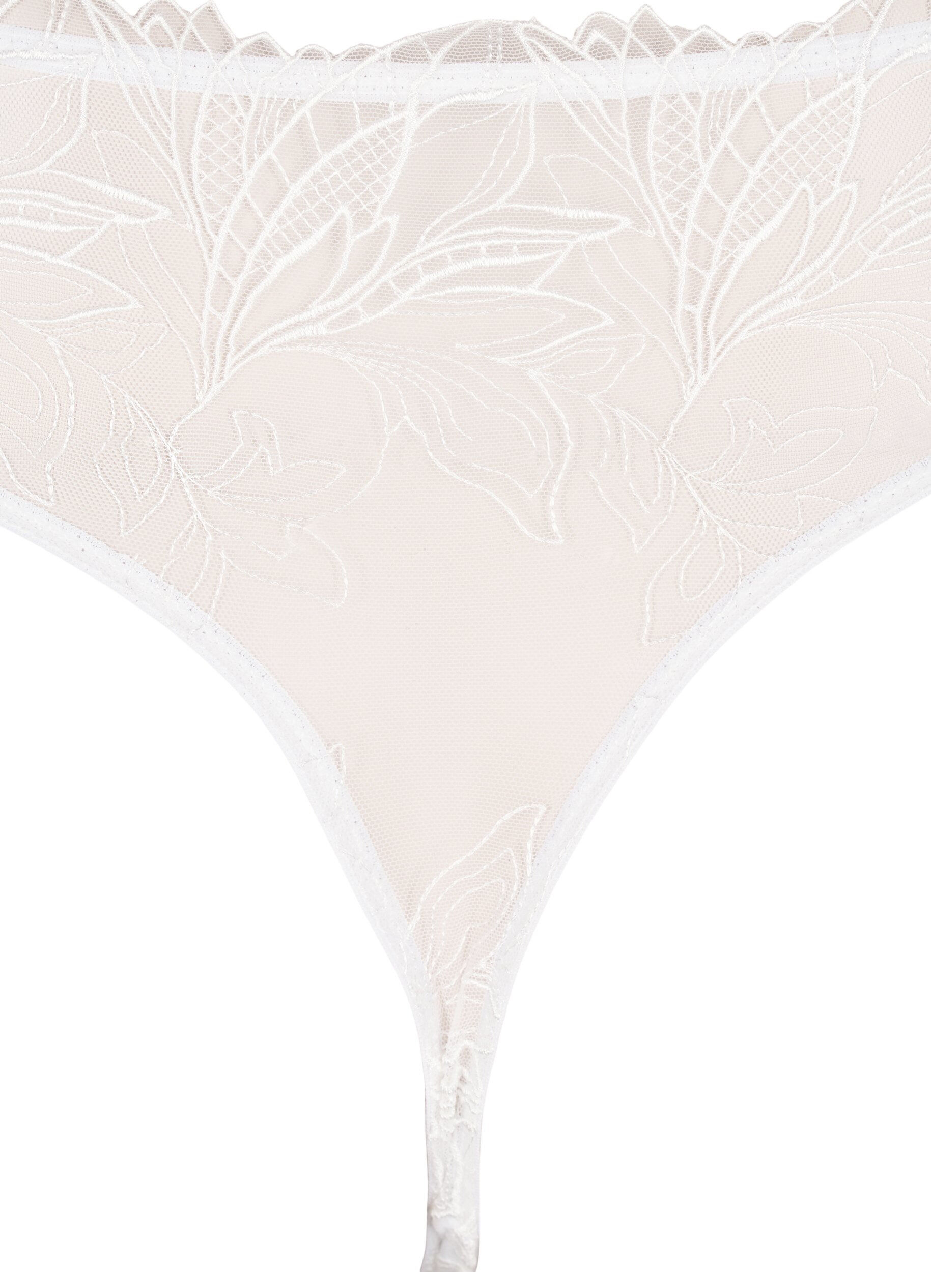 Zizzifashion Microfiber thong with lace, White, Packshot image number 3