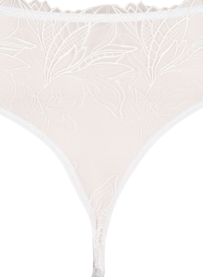 Microfiber thong with lace, White, Packshot image number 3