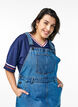 Midi denim overall dress, Blue, Model image number 2