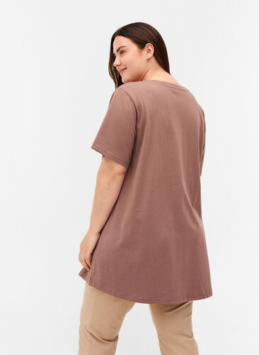 Long short-sleeved t-shirt in cotton , Deep Taupe, Model image number 1