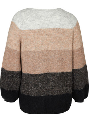 Short, wool knitted cardigan, Black stripe comb, Packshot image number 1