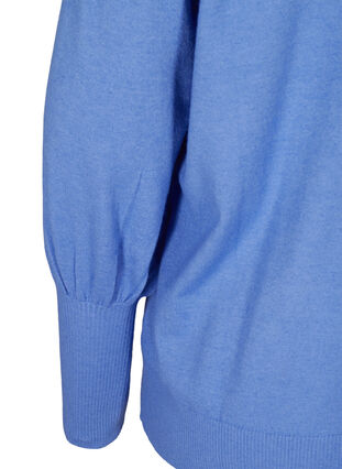 Knitted top with round neck and balloon sleeves , Ultramarine Mel., Packshot image number 3