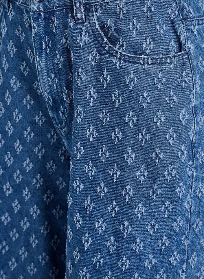 Myra jeans with wide fit and distressed pattern, Blue, Packshot image number 2