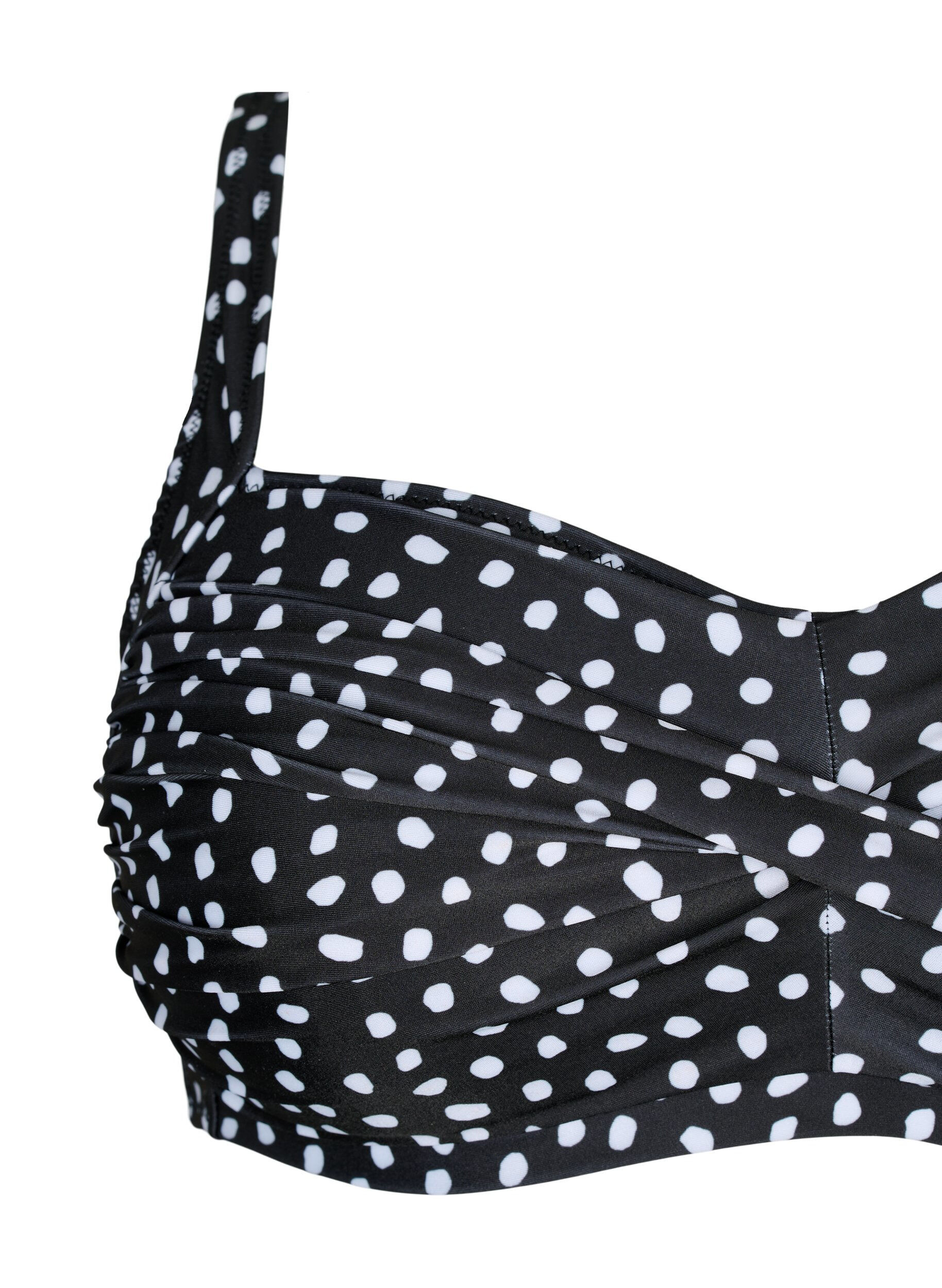 Zizzifashion Printed bikini top, Black White Dot, Packshot image number 2