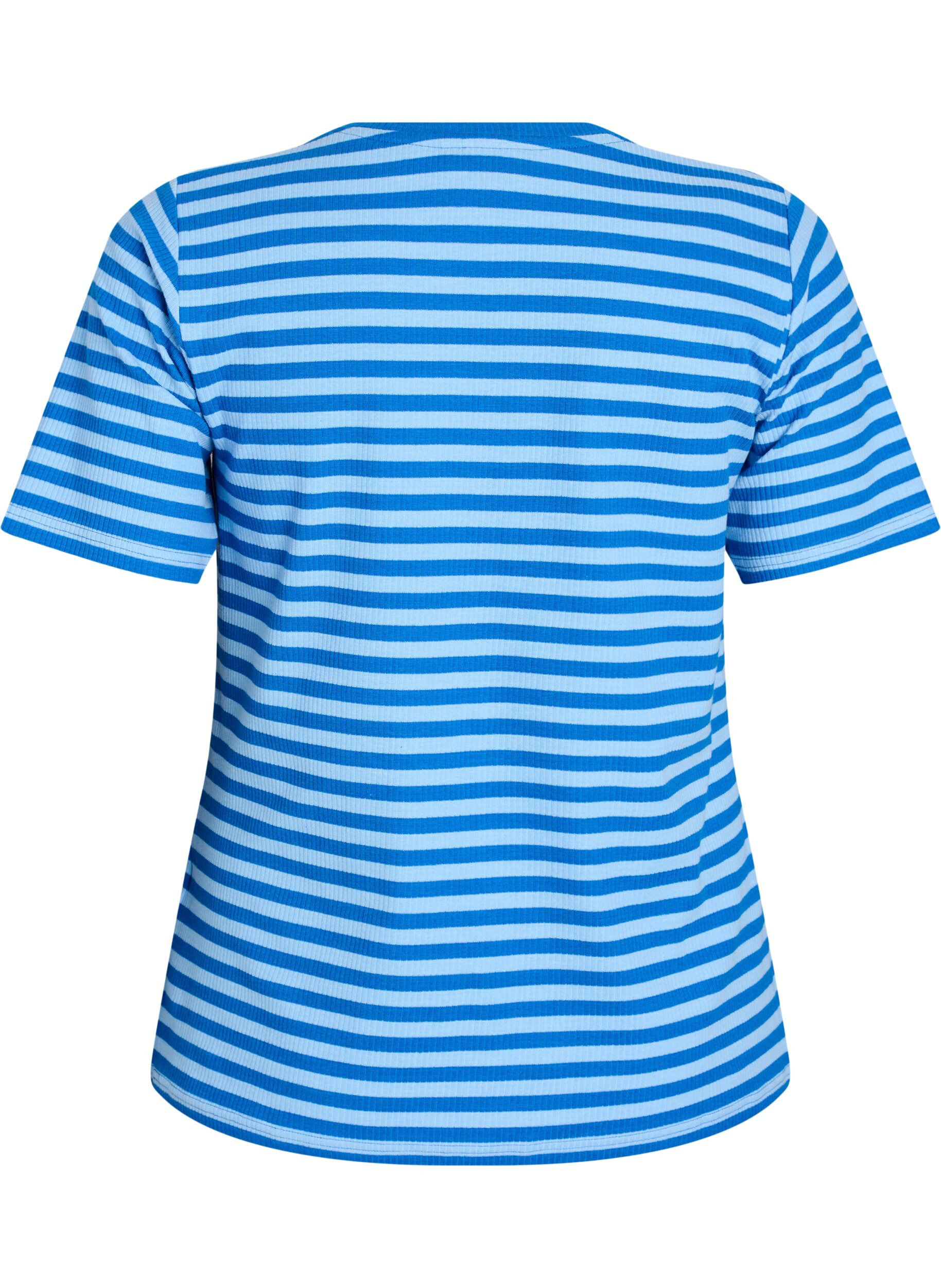 Zizzifashion Striped T-shirt with ribbed texture, Light Blue, Packshot image number 1