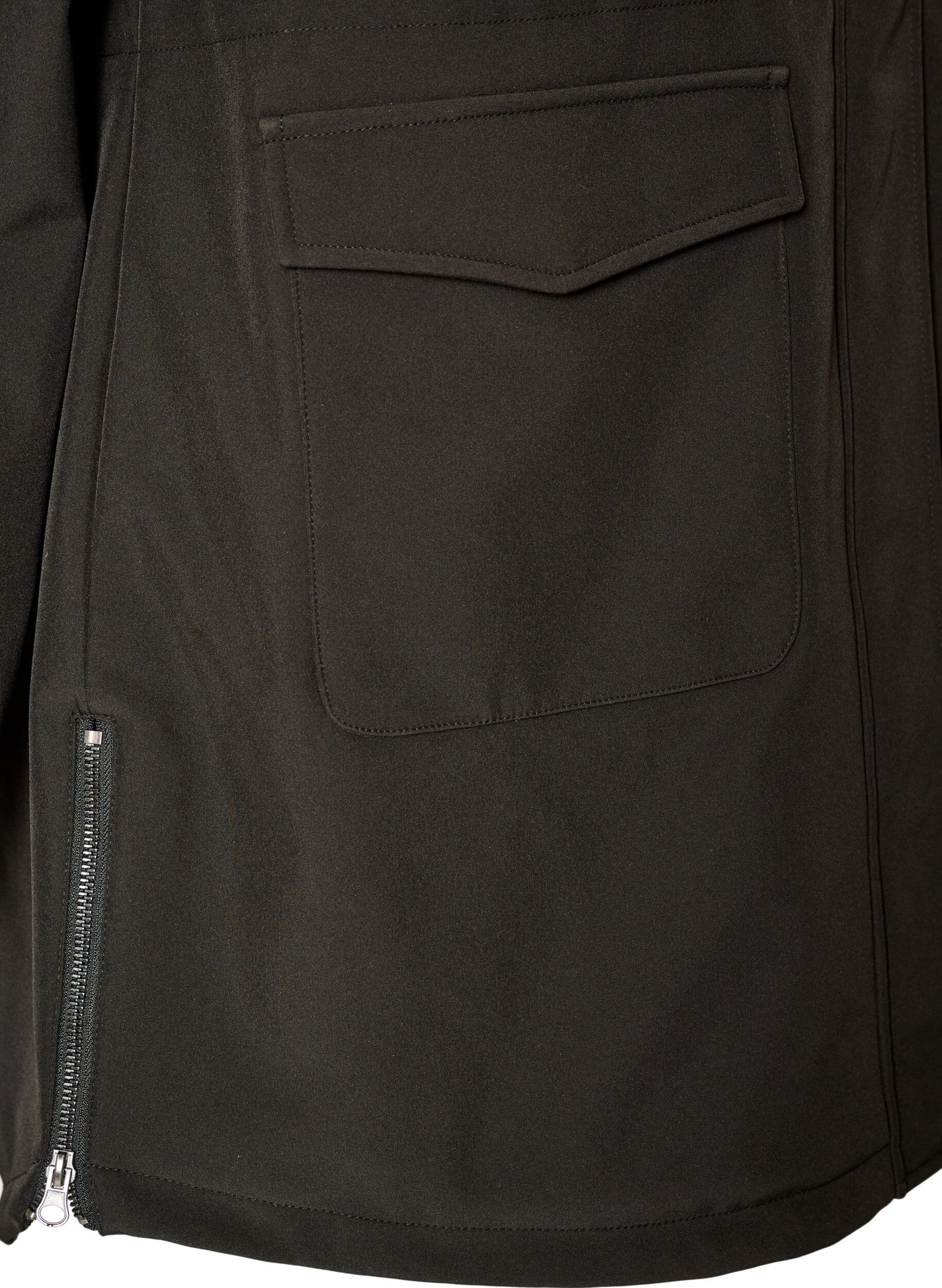 Zizzifashion Water-repellent softshell jacket with quilted lining, Black, Packshot image number 1