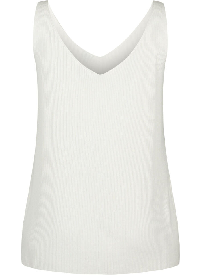 Knitted top with v-neckline, Cloud Dancer, Packshot image number 1