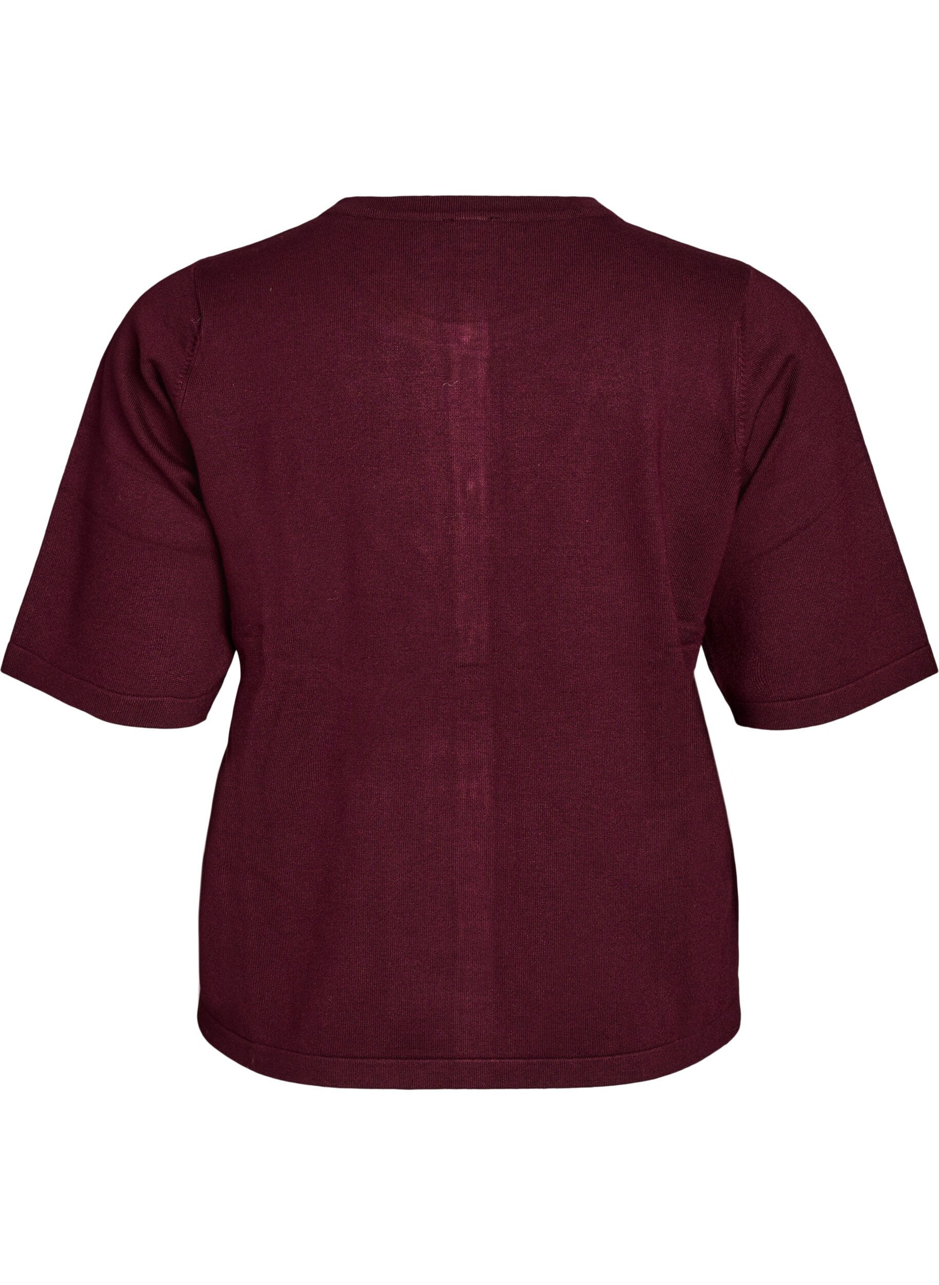 ZizzifashionKnit cardigan with heart buttons and short sleeves, Red, Packshot image number 1