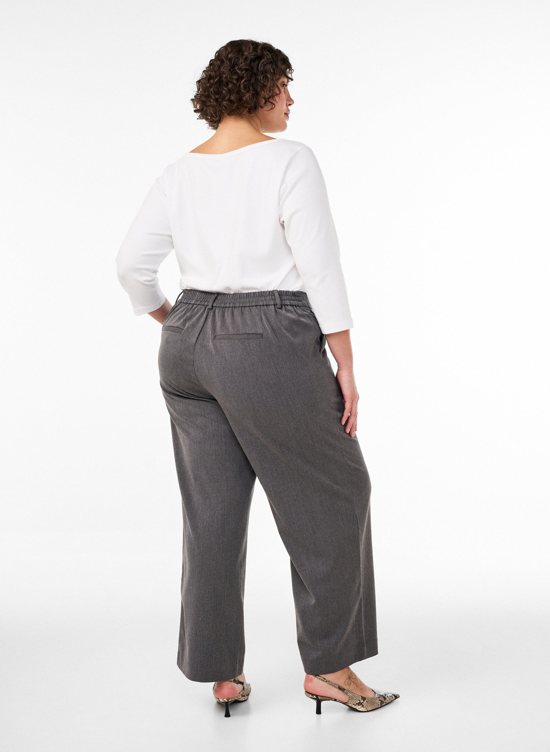 ZizzifashionHigh-waisted tailored trousers with straight fit, Dark Grey, Model image number 1