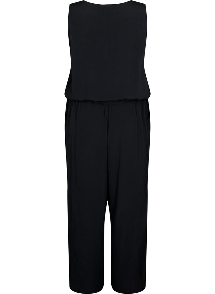Sleeveless jumpsuit in viscose, Black, Packshot image number 1