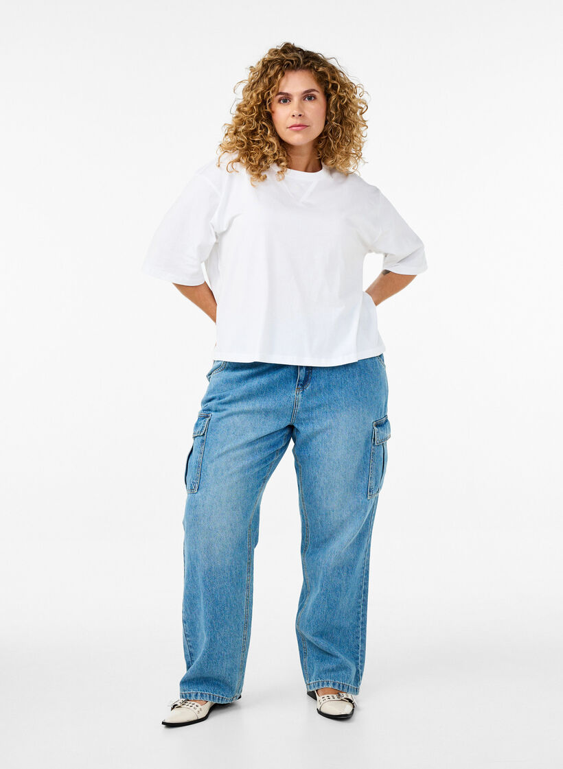 Boxy T-shirt in organic cotton, White, Model image number 1