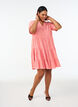 Knee-length A-line dress in linen and viscose, Coral, Model image number 1