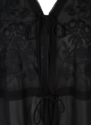Long Kimono with 3/4 Sleeves and Embroidery, Black, Packshot image number 2