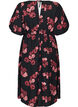Midi dress with rose print and short balloon sleeves, Black, Packshot image number 1