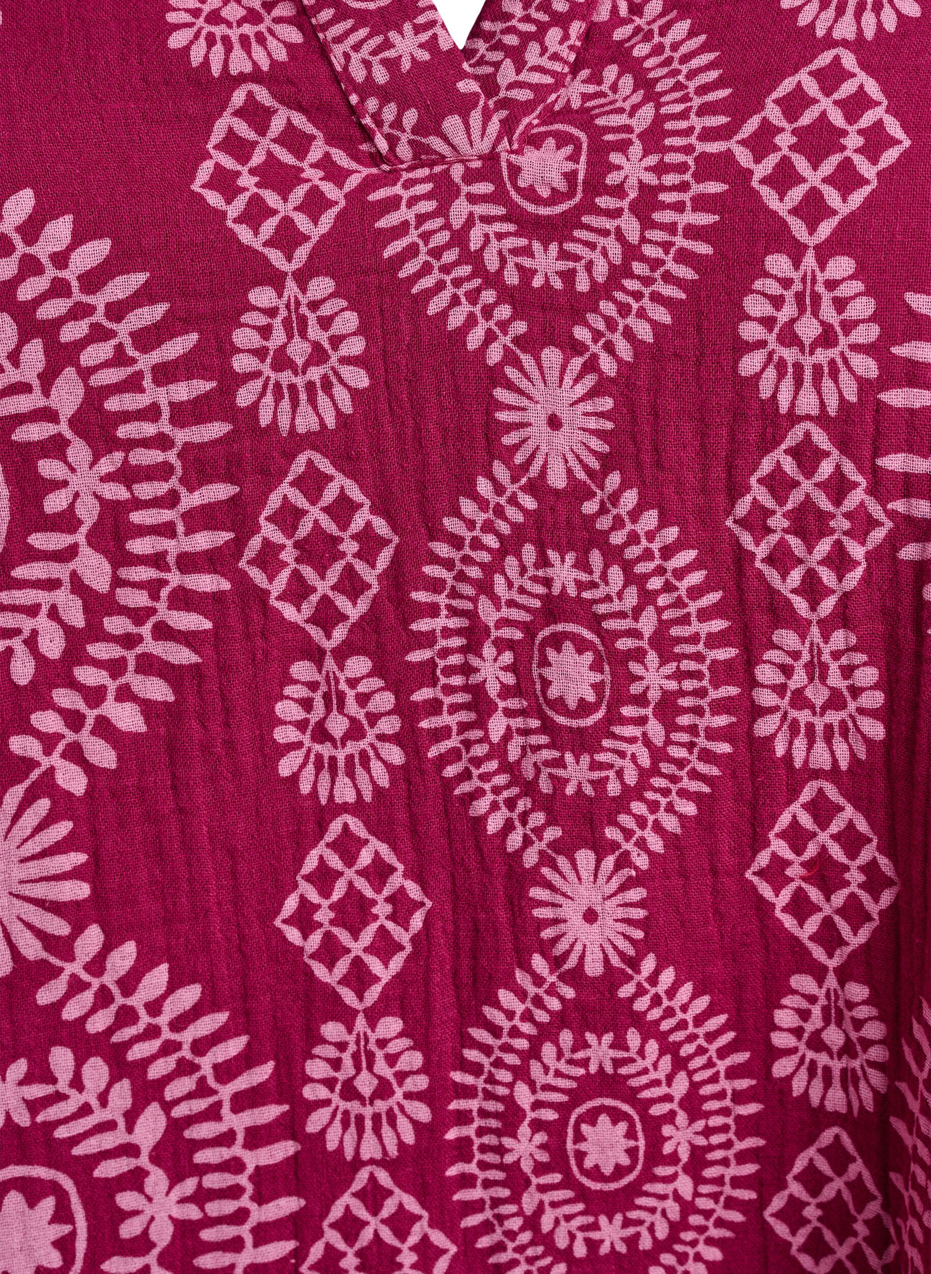 Zizzifashion Short dress in cotton muslin with a pattern, 9992, Packshot image number 2