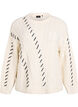 Knitted blouse with cable pattern and contrast details, Beige, Packshot image number 0