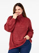 Knitted sweater with high neck and zipper, Red, Model image number 0