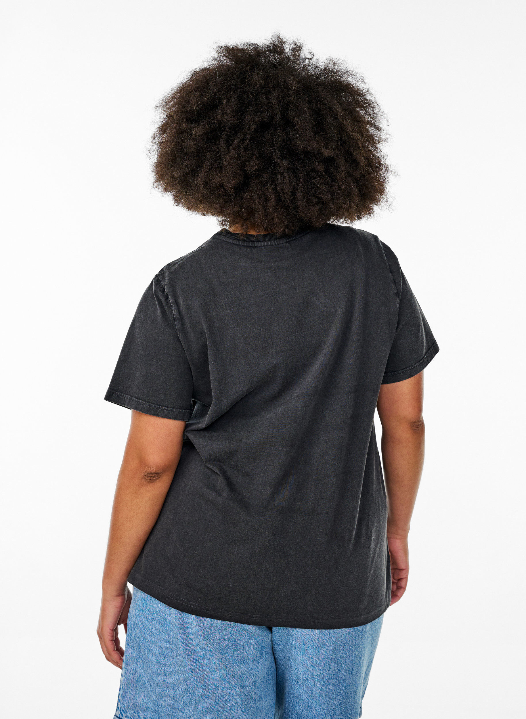 Zizzifashion T-shirt in organic cotton with statement print, Grey, Model image number 2