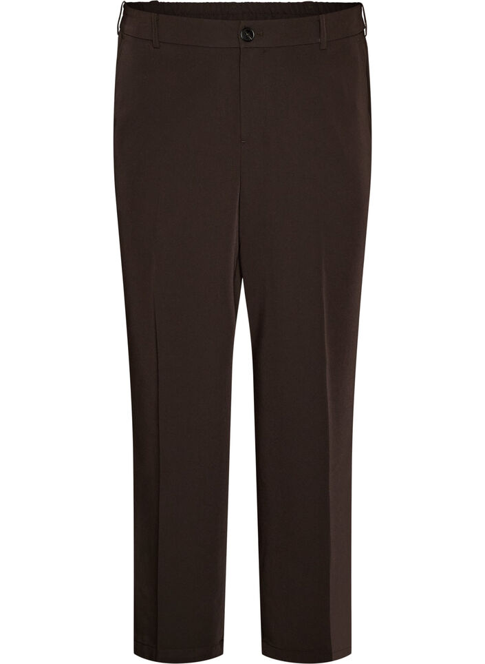 High-waisted tailored trousers with pressed creases, Brown, Packshot image number 0