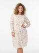 Dress with floral print and wavy texture, Beige, Model image number 0