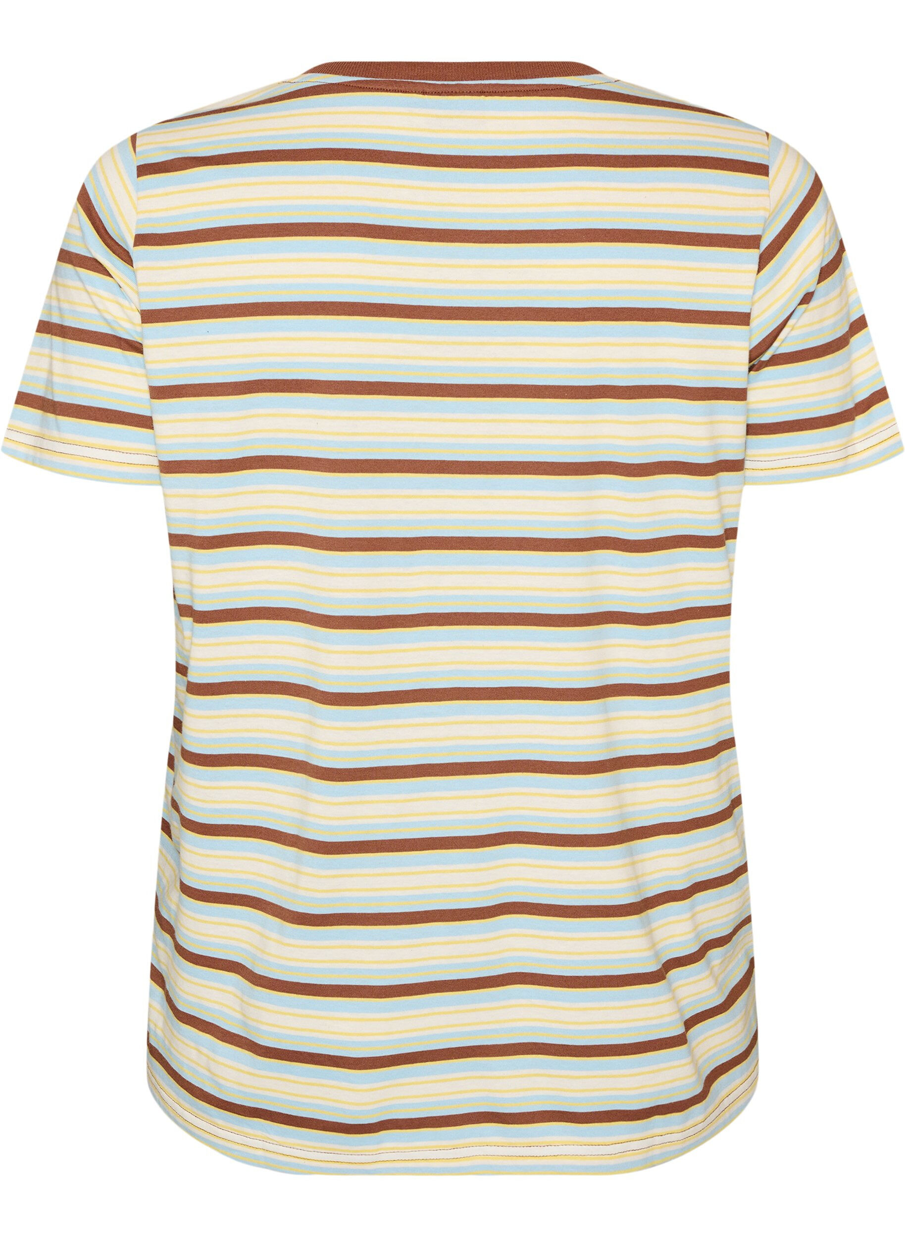 Zizzifashion Striped organic cotton T-shirt, Brown, Packshot image number 1
