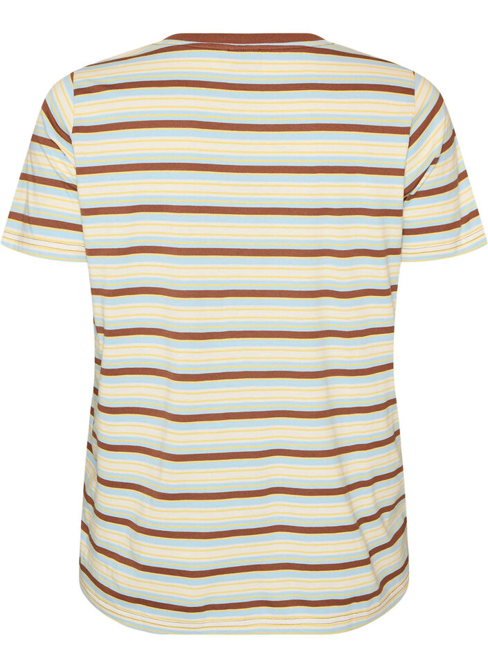 Striped organic cotton T-shirt, Brown, Packshot image number 1