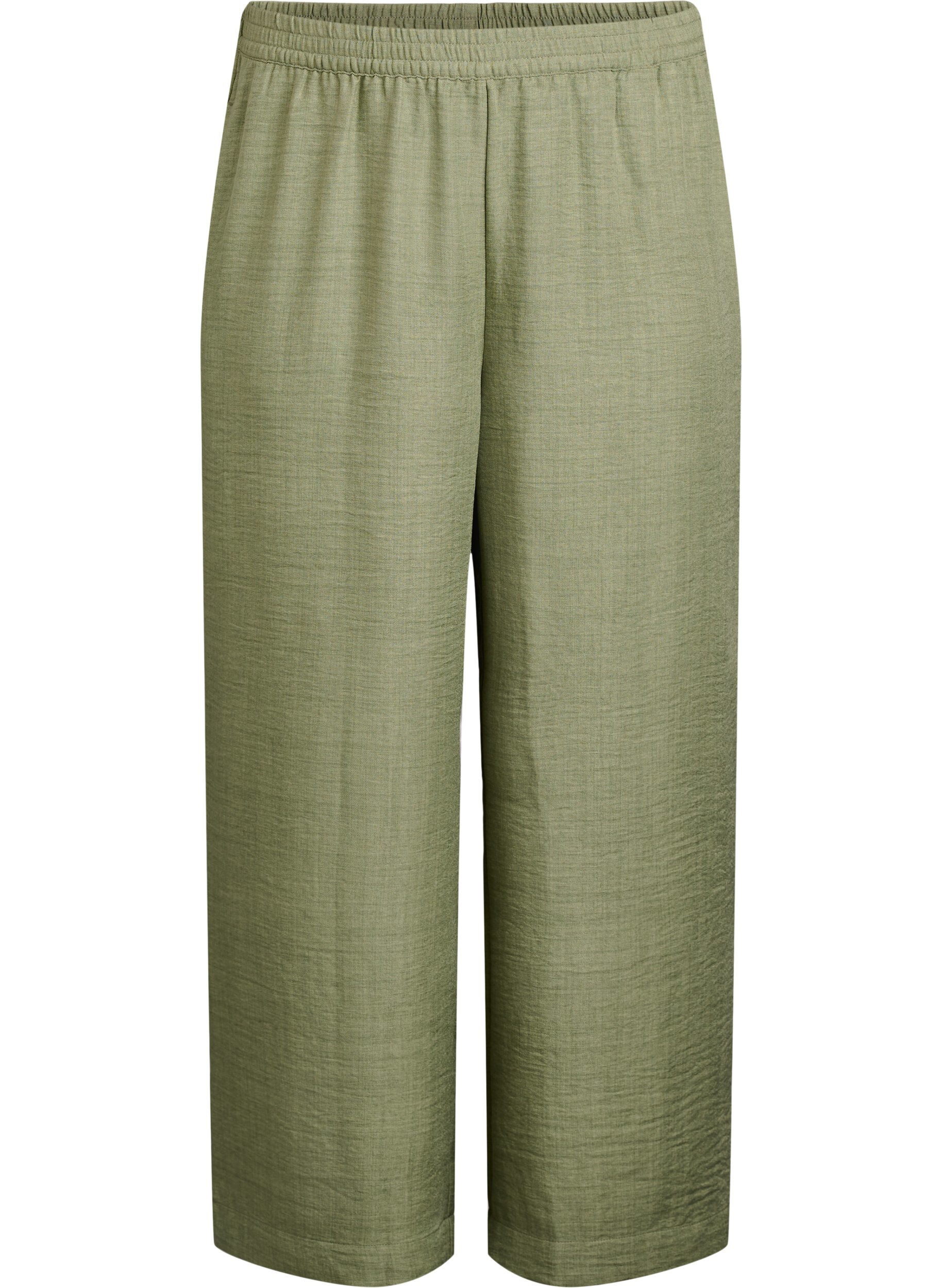 Zizzifashion Loose trousers with elasticated waistband and pockets, Green, Packshot image number 0