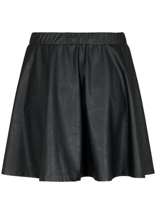 Imitated leather skirt with loose fit, Black, Packshot image number 1