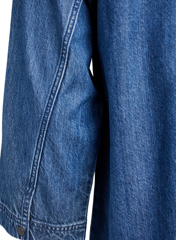 Loose denim shirt with 3/4-sleeves, Blue, Packshot image number 3