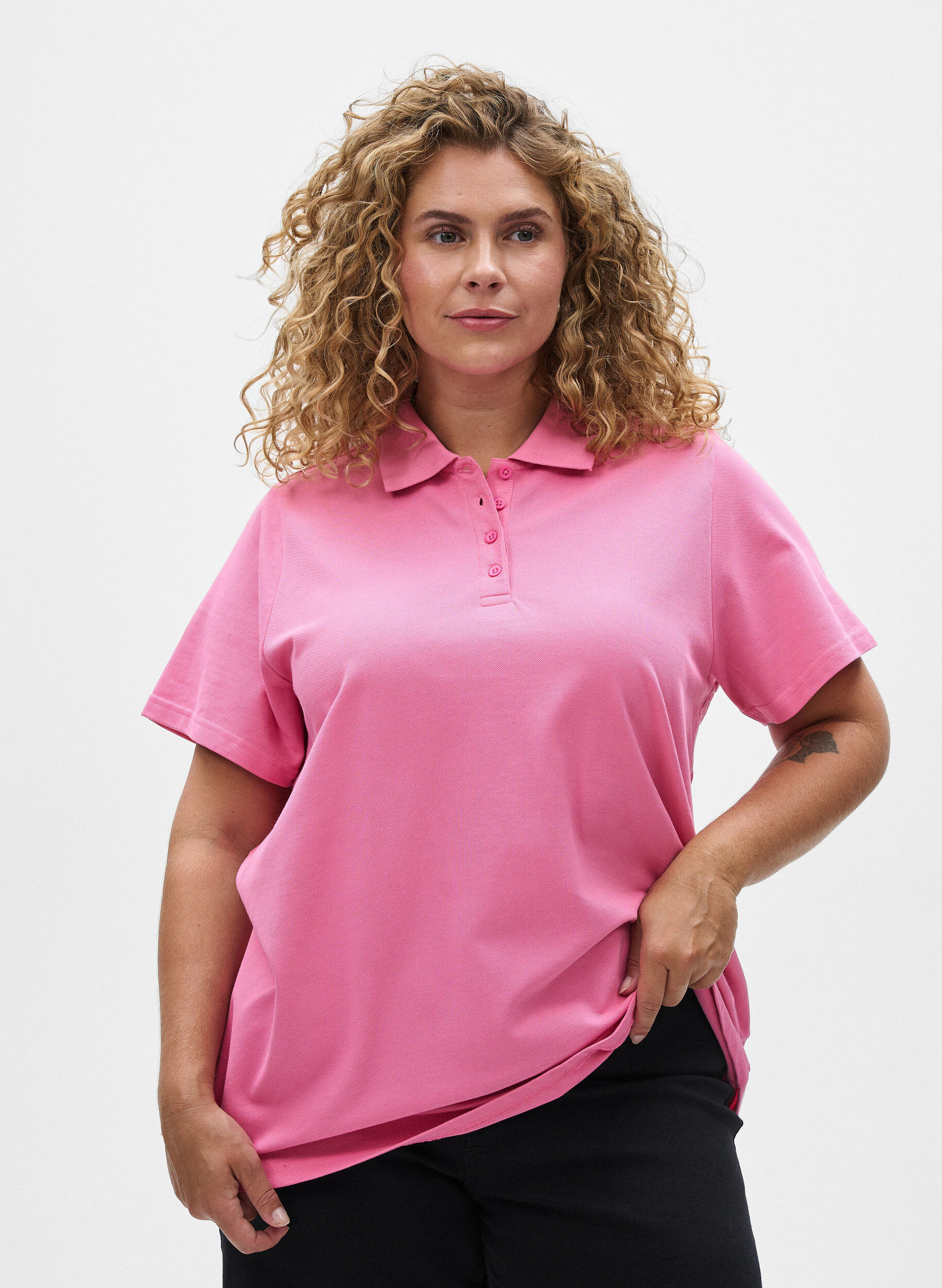 Zizzifashion Polo shirt with short sleeves, Pink, Model image number 0