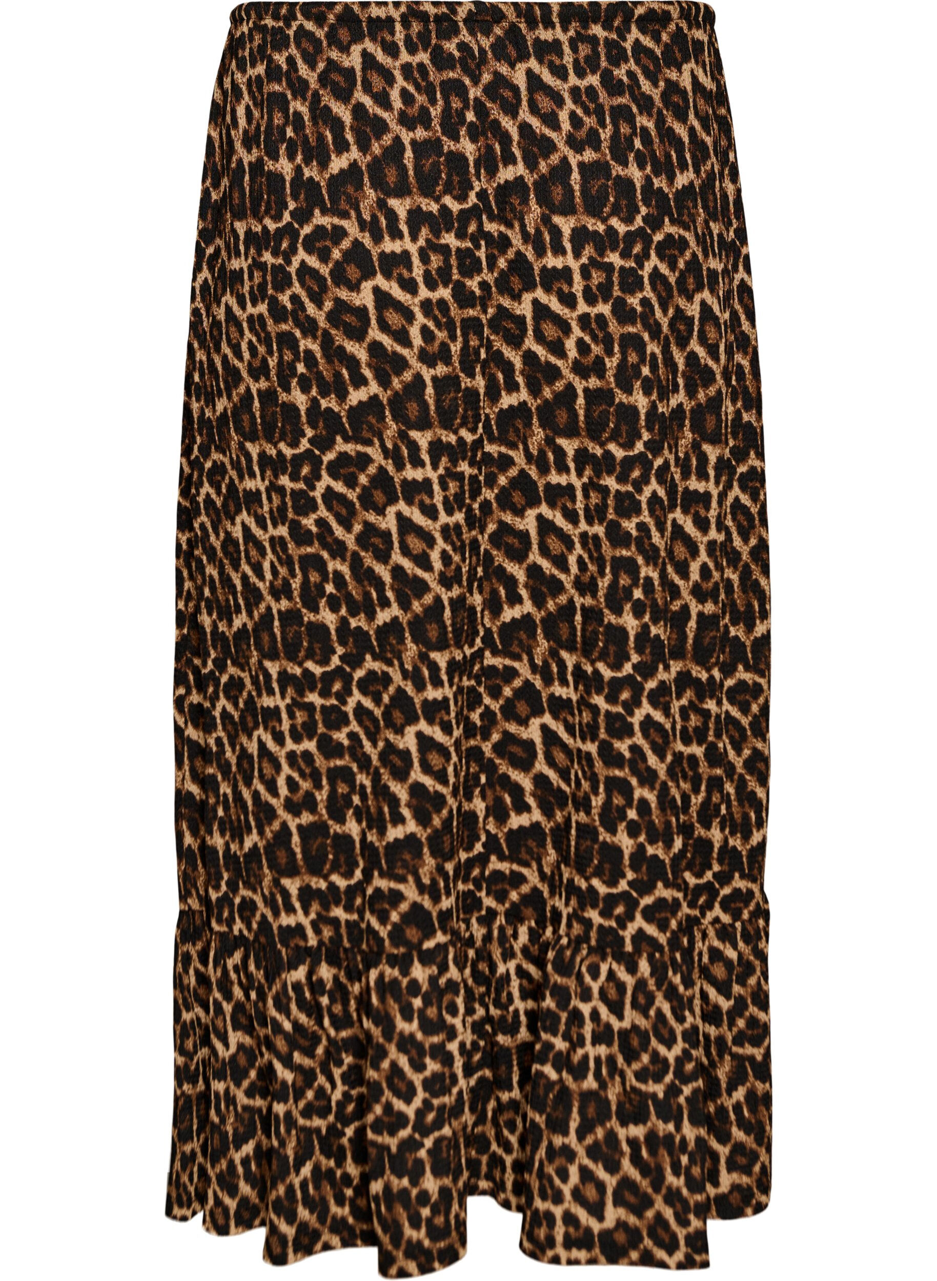 Zizzifashion Long skirt with tie belt and ruffle hem, Black, Packshot image number 1